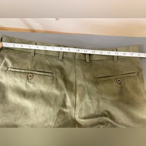 New Vintage CREME DE SILK Olive Green Poly & rayon Mix Pant Mens Size L Waist 36